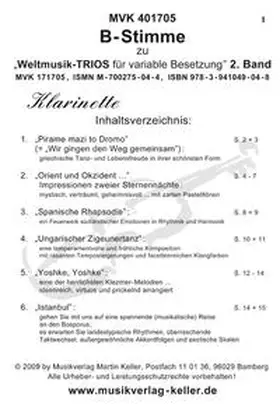 Keller |  B-Klarinetten-Stimme zu "Weltmusik-Trios. 2.Band" | Buch |  Sack Fachmedien