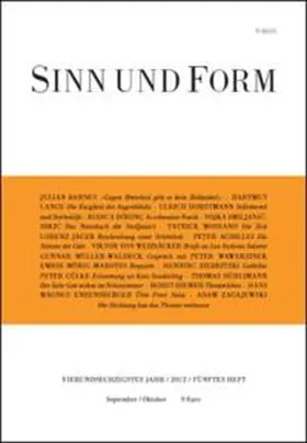  Sinn und Form 5/2012 | Buch |  Sack Fachmedien