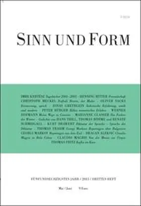  Sinn und Form 3/2013 | Buch |  Sack Fachmedien