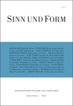  Sinn und Form 1/2014 | Buch |  Sack Fachmedien