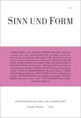  Sinn und Form 6/2016 | Buch |  Sack Fachmedien
