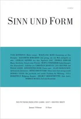  Sinn und Form 1/2017 | Buch |  Sack Fachmedien