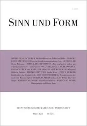  Sinn und Form 2/2017 | Buch |  Sack Fachmedien