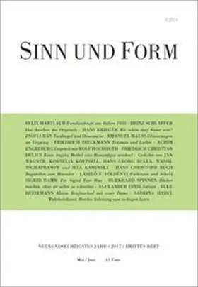 Schlaffer |  Sinn und Form 3/2017 | Buch |  Sack Fachmedien
