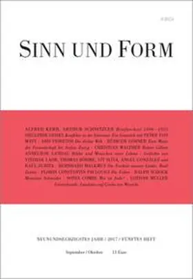  Sinn und Form 5/2017 | Buch |  Sack Fachmedien