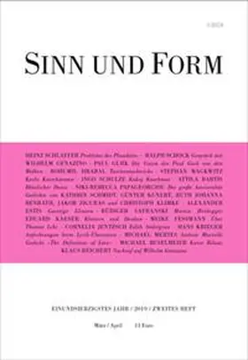  Sinn und Form 2/2019 | Buch |  Sack Fachmedien