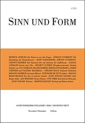  Sinn und Form 6/2026 | Buch |  Sack Fachmedien
