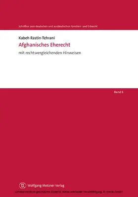 Rastin-Tehrani |  Afghanisches Eherecht | eBook | Sack Fachmedien