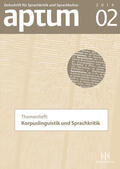 Wengeler / Schiewe |  Aptum. Zeitschrift für Sprachkritik und Sprachkultur | Buch |  Sack Fachmedien