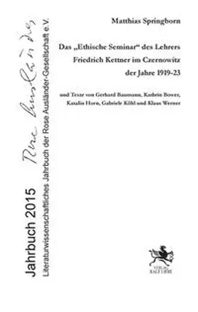 Springborn |  Das "Ethische Seminar" des Lehrers Friedrich Kettner | Buch |  Sack Fachmedien