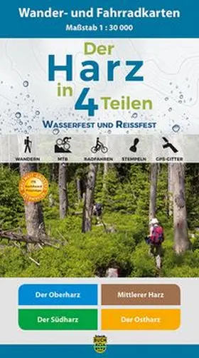  Der Harz in 4 Teilen. Wander- und Fahrradkartenset 1 : 30 000 | Sonstiges |  Sack Fachmedien