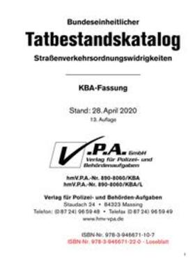 Bundeseinheitlichen Tatbestandskatalog, KBA-Langfassung, Stand April 2020 | Loseblattwerk | sack.de