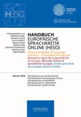 Felder / Jacob / Schwinn |  Handbuch Europäische Sprachkritik Online (HESO) / Standardis | Buch |  Sack Fachmedien