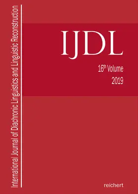 Hill / Kümmel / Schumacher |  International Journal of Diachronic Linguistics and Linguistic Reconstruction | Buch |  Sack Fachmedien