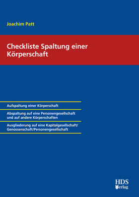 Patt | Checkliste Spaltung einer Körperschaft | Buch | 978-3-95554-635-9 | sack.de