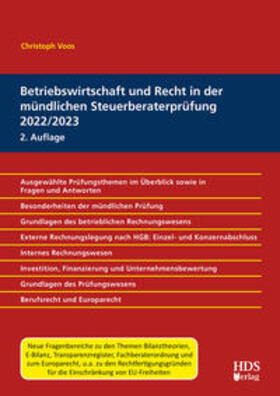 Voos | Betriebswirtschaft und Recht in der mündlichen Steuerberaterprüfung 2022/2023 | Buch | sack.de