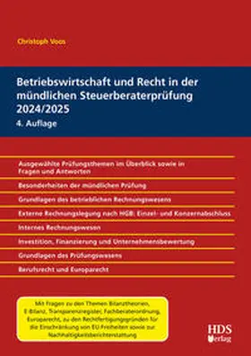 Voos |  Betriebswirtschaft und Recht in der mündlichen Steuerberaterprüfung 2024/2025 | Buch |  Sack Fachmedien