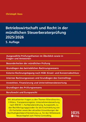 Voos |  Betriebswirtschaft und Recht in der mündlichen Steuerberaterprüfung 2025/2026 | Buch |  Sack Fachmedien