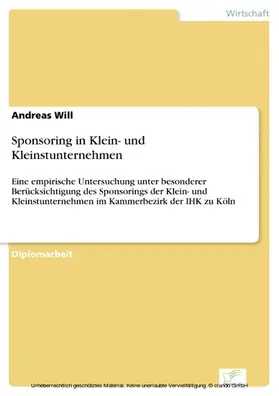 Will |  Sponsoring in Klein- und Kleinstunternehmen | eBook | Sack Fachmedien