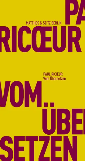Ricoeur / Ricœur |  Vom Übersetzen | Buch |  Sack Fachmedien