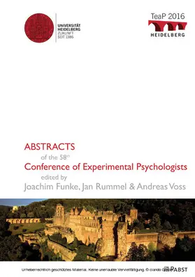 Funke / Rummel / Joachim |  TeaP 2016 – Abstracts of the 58th Conference of Experimental Psychologists | eBook | Sack Fachmedien