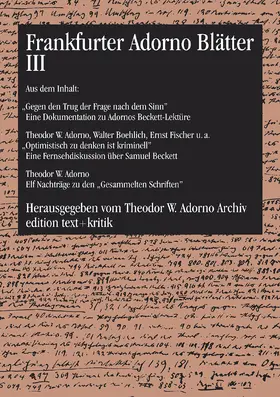 Tiedemann |  Frankfurter Adorno Blätter III | eBook | Sack Fachmedien