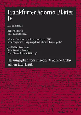 Tiedemann |  Frankfurter Adorno Blätter IV | eBook | Sack Fachmedien