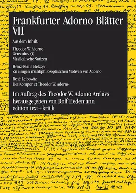 Tiedemann |  Frankfurter Adorno Blätter VII | eBook | Sack Fachmedien