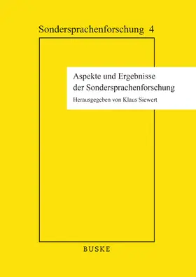 Siewert |  Aspekte und Ergebnisse der Sondersprachenforschung | Buch |  Sack Fachmedien
