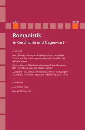 Klump / Kramer / Lobin |  Romanistik in Geschichte und Gegenwart Jahrgang 28 Heft 1 | Buch |  Sack Fachmedien