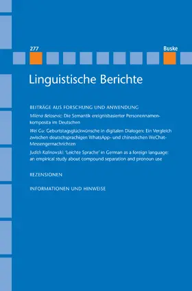Steinbach / Meister / Grewendorf |  Linguistische Berichte Heft 277 | eBook | Sack Fachmedien