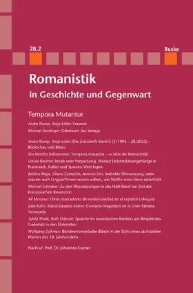 Klump / Kramer / Lobin |  Romanistik in Geschichte und Gegenwart Jahrgang 28 Heft 2 | eBook | Sack Fachmedien