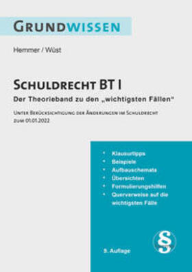 Hemmer / Wüst / d'Alquen | Grundwissen Schuldrecht BT I | Buch | 978-3-96838-096-4 | sack.de