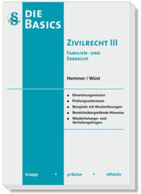 Hemmer / Wüst / Grieger | Basics Zivilrecht III - Familien- und Erbrecht | Buch | 978-3-96838-141-1 | sack.de