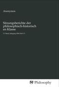 Anonymos |  Sitzungsberichte der philosophisch-historischen Klasse | Buch |  Sack Fachmedien