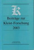Jordan / Greiner / Hinderer |  Beiträge zur Kleist-Forschung 2003 | Buch |  Sack Fachmedien