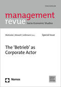 Matiaske / Alewell / Leßmann |  The ‘Betrieb’ as Corporate Actor | Buch |  Sack Fachmedien