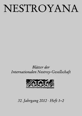Nestroy-Gesellschaft |  Nestroyana | eBook | Sack Fachmedien