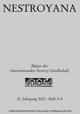 Nestroy-Gesellschaft |  Nestroyana | eBook | Sack Fachmedien