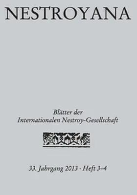 Internationale Nestroy-Gesellschaft |  Nestroyana | eBook | Sack Fachmedien