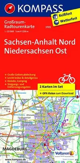  KOMPASS Großraum-Radtourenkarte 3705 Sachsen-Anhalt Nord - Niedersachsen Ost 1:125.000 | Sonstiges |  Sack Fachmedien