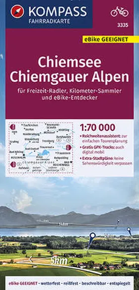  KOMPASS Fahrradkarte Chiemsee, Chiemgauer Alpen 1:70.000, FK 3335 | Sonstiges |  Sack Fachmedien