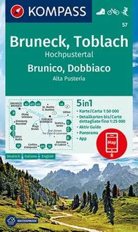  KOMPASS Wanderkarte 57 Cruneck, Toblach, Hochpustertal, Brunico, Dobbiaco, Alta Pusteria 1:50.000 | Sonstiges |  Sack Fachmedien