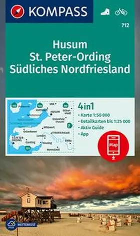  KOMPASS Wanderkarte 712 Husum, St. Peter-Ording, Südliches Nordfriesland 1:50.000 | Sonstiges |  Sack Fachmedien