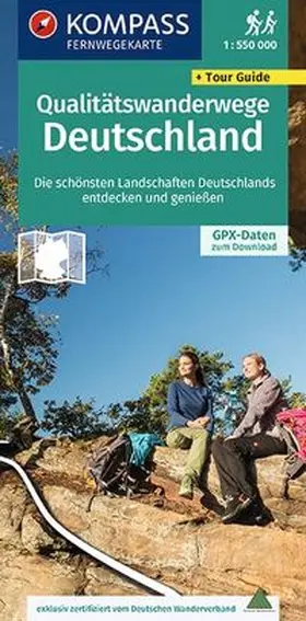  KOMPASS Fernwegekarte Qualitätswanderwege Deutschland 1:550.000 | Sonstiges |  Sack Fachmedien