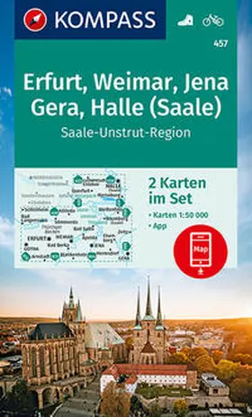 KOMPASS-Karten GmbH |  KOMPASS Wanderkarte Erfurt, Weimar, Jena, Gera, Halle (Saale) | Sonstiges |  Sack Fachmedien