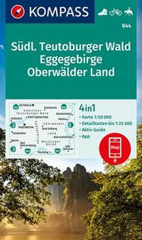  KOMPASS Wanderkarte 844 Südlicher Teutoburger Wald - Eggegebirge - Oberwälder Land 1:50.000 | Sonstiges |  Sack Fachmedien