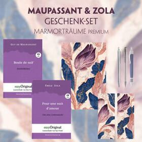 EasyOriginal Verlag / Maupassant / Zola |  Guy de Maupassant & Émile Zola Geschenkset - 2 Bücher (mit Audio-Online) + Marmorträume Schreibset Premium | Buch |  Sack Fachmedien