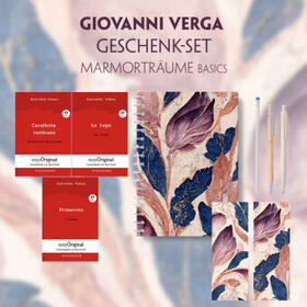 EasyOriginal Verlag / Verga |  Giovanni Verga Geschenkset - 3 Bücher (mit Audio-Online) + Marmorträume Schreibset Basics | Buch |  Sack Fachmedien