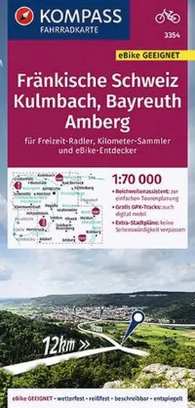  KOMPASS Fahrradkarte 3354 Fränkische Schweiz, Kulmbach, Bayreuth, Amberg 1:70.000 | Sonstiges |  Sack Fachmedien
